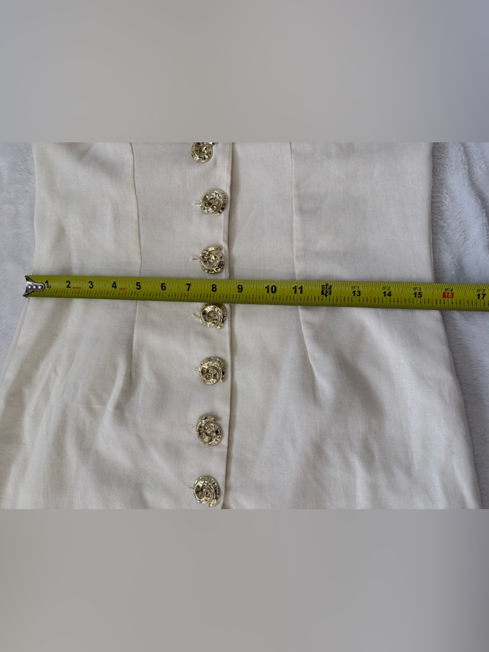 SHEIN Cream Halter Midi Dress Gold Button Detail Open Back Size M NWOT - Picture 10 of 12